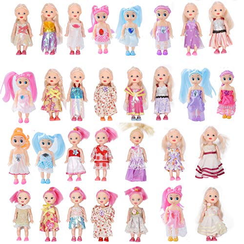 Huang Cheng Toys Pack of 10 4'' Mini Doll with Colorful Clothes Costume