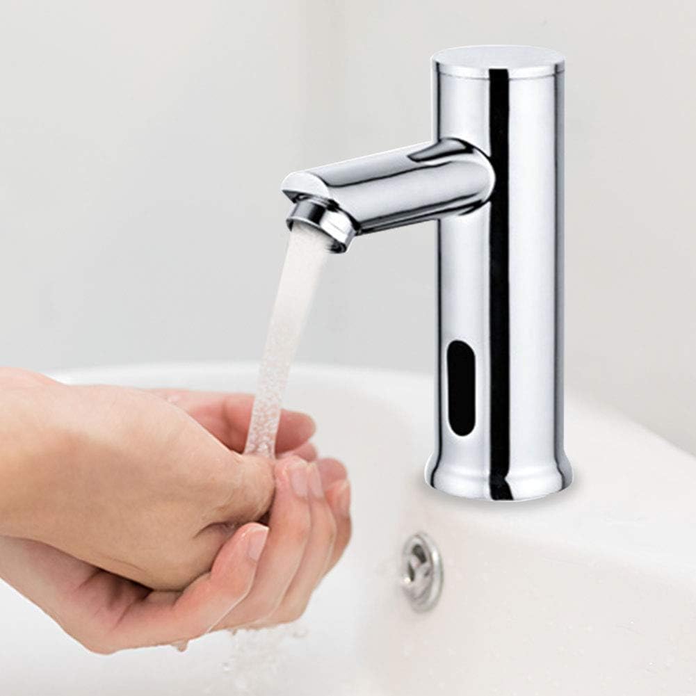Robinet de lavabo à capteur automatique alimenté par piles en laiton