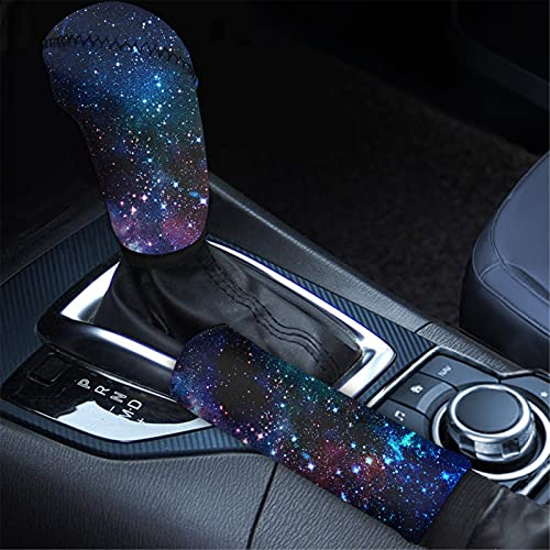 Coloranimal Lot de 2 housses de levier de vitesse douces et confortables pour frein à main pour voitures, SUV, camionnettes, accessoires de décoration intérieure pour homme et femme (étoile galaxie)