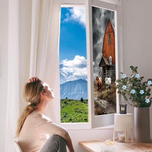 Vinilo decorativo para ventana con diseño estilo granja miniatura 6