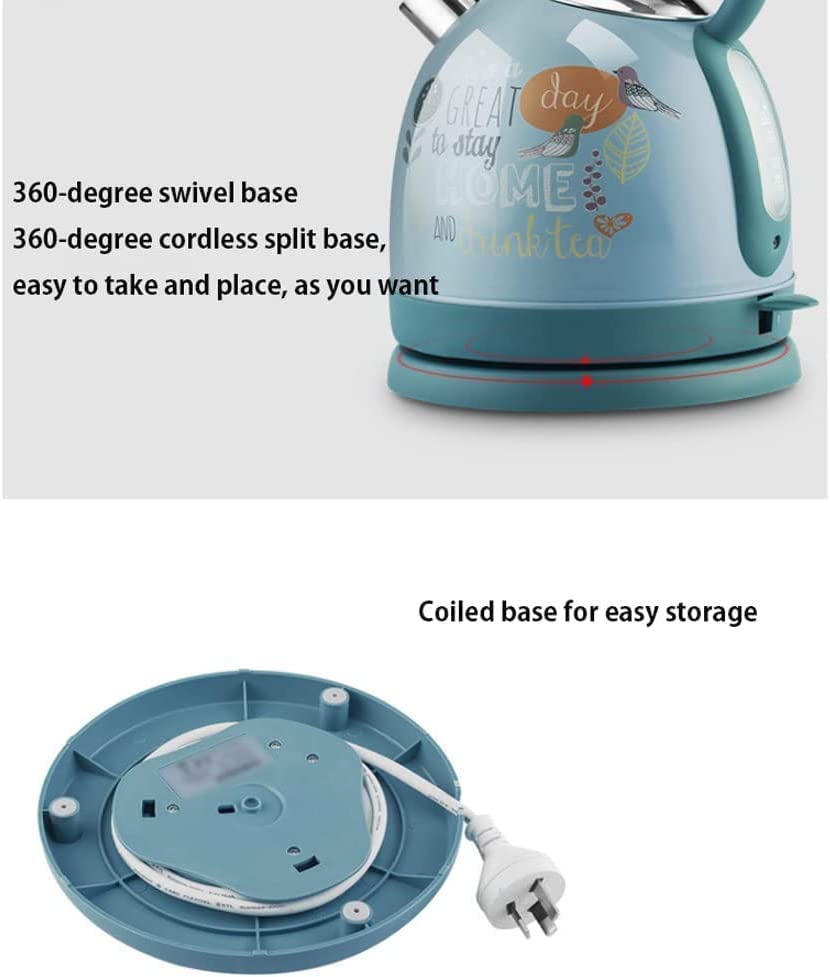 Pava eléctrica Olotu 1.7L diseño sin cable azul miniatura 6