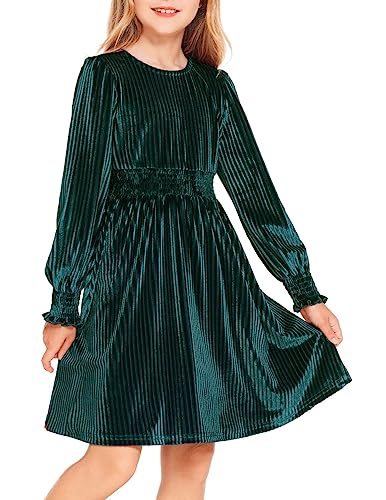 Arshiner Mädchen Kleid Samt Langarmkleid Herbst Winter Freizeitkleid...