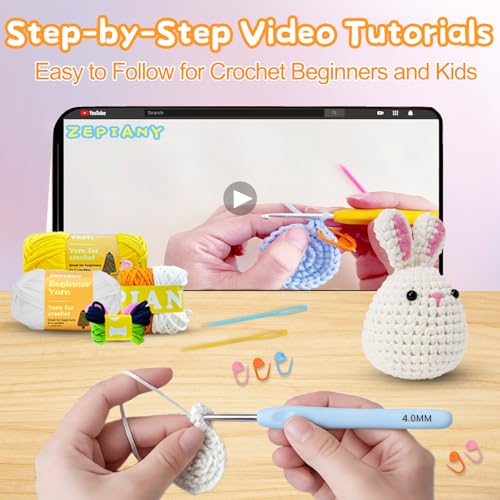 Image of Zepiany Crochet Kit for Beginners Crochet Kits, Knitting Kit Crochet Animals Kit for Beginner, Crochet Kit for Beginners Crochet Kits for Adults with Step-by-Step Video Guides for Crochet