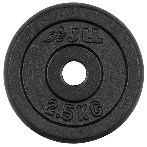JLL Cast Iron Weight Plates, Fit Standard 1" Barbells and Dumbbells, Ideal for Home and Commercial Gyms, Sold in Pairs, Available in 1.25kg, 2.5kg & 20kg