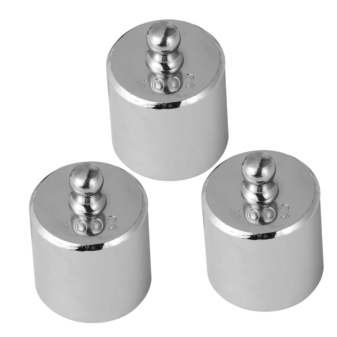 Luxshiny 3 Pesas de Calibración de Acero Cromado M2 100g para Balanzas Electrónicas, Juego de 3 Piezas para Instrumento Educativo y Calibración Precisa en Laboratorio Industrial