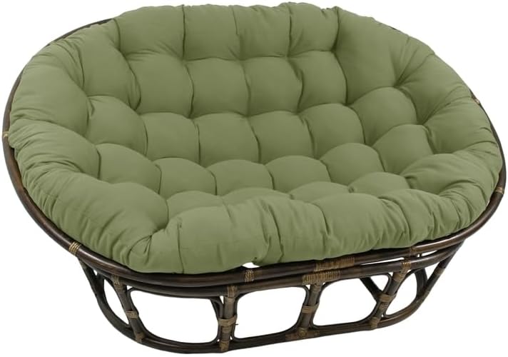 Maykoosh Rattan Double Papasan Chair with Twill Cushion - Bohemian Style Seating Sage Green