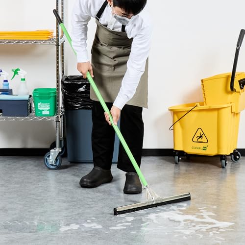 Image of Restaurantware-Handle ONLY: Clean Tek Professional 55 Inch Floor Squeegee Handle, 1 Ergonomic Holder for Squeegee - Head Sold Separately, Sturdy, Green Steel for Wiper Broom