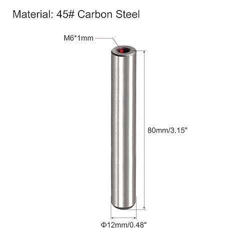 Miniatura 2 de uxcell Pasador de rosca interna M6 4 unids 0.472x3.150 in biselado plano acero al carbono cilíndrico pin cama estantería dispositivos metálicos
