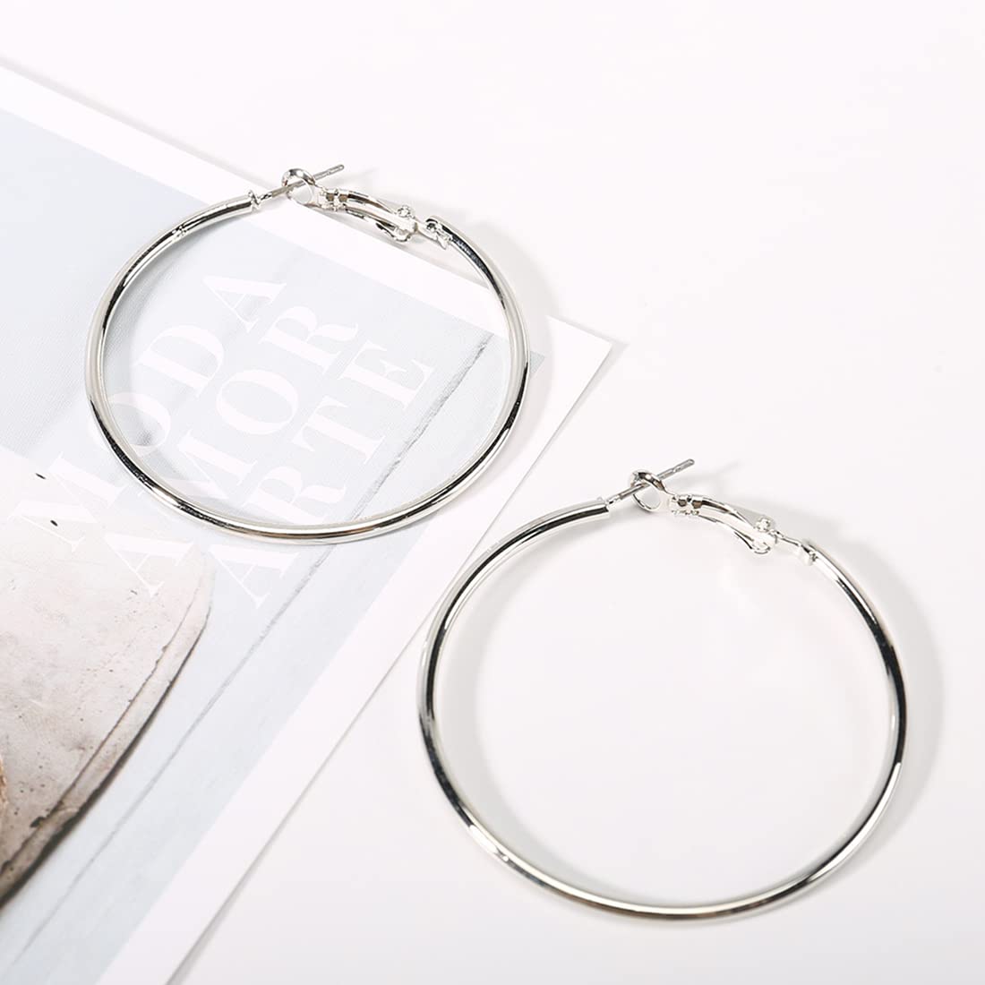 Set Orecchini Sensibili 3 Paia Di Orecchini A Cerchio Grandi - Acciaio Inox Placcato Oro, Argento E Rosa | Per Donne E Ragazze, Ipoallergenici