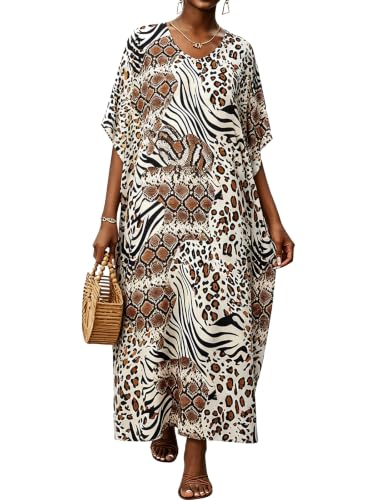 Image of Kaftan Dresses for Women V Neck Caftan Batwing Sleeve Swimsuit Cover Up
