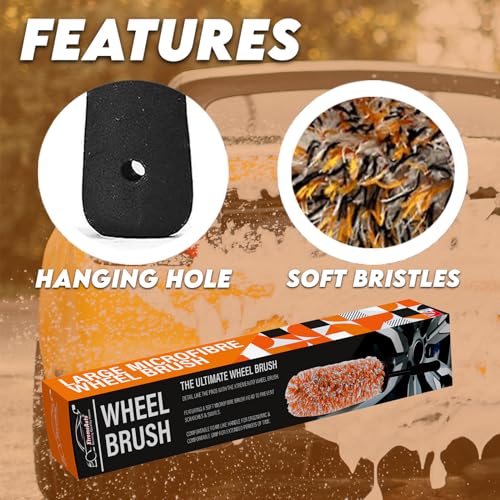 Image of Xtremeauto Soft Head Alloy Wheel Brush - Car Alloy Wheel Cleaner Brush Detailing Cleaning Brush, No Metal Non Scratch Rim Car Wheel Brush Perfect For Motorcycle, Cars & Bicycles (Orange