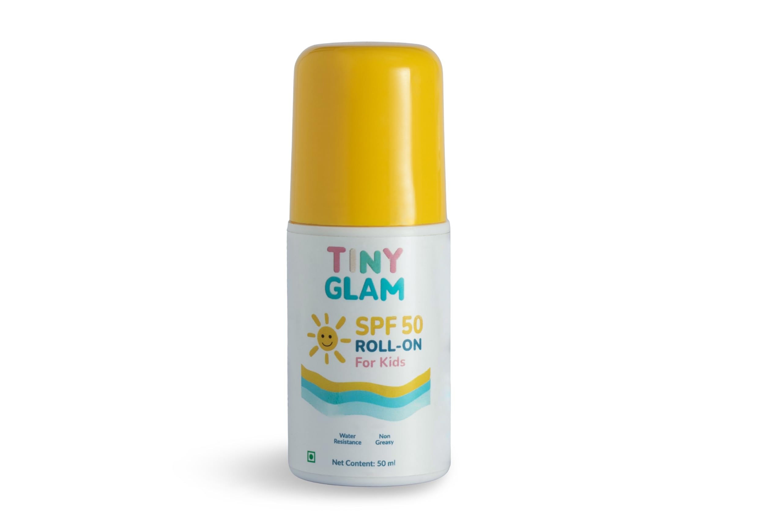 TinyGlam Kids Roll-On Sunscreen, SPF 50, Water-Resistant, Non-Greasy, 50ml