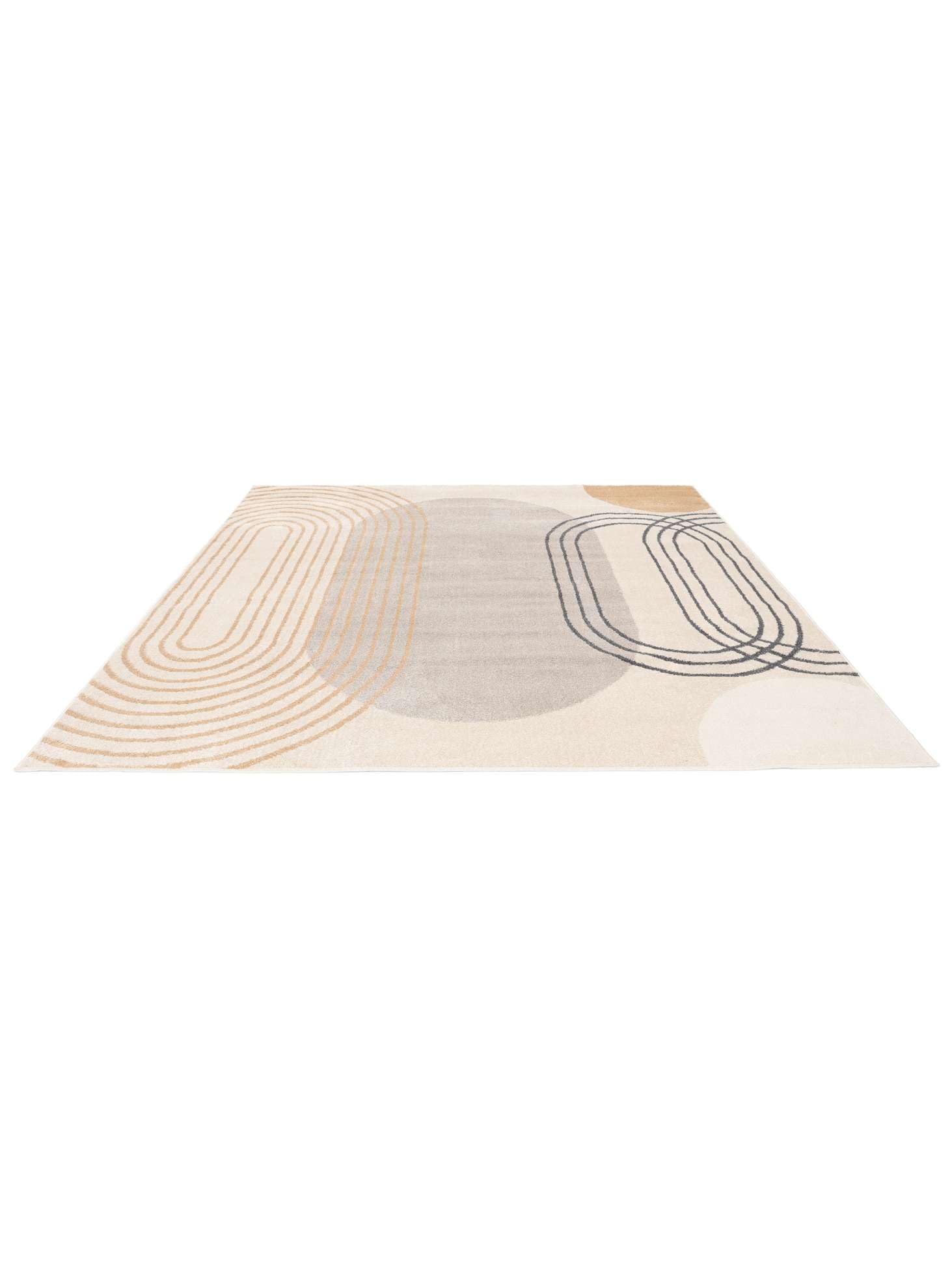 RugVista Amphi Tappeto, 200 x 200 cm, Beige/Giallo | Moderni, Quadrata, Pelo medio, Lavabile solo a secco, Oeko-Tex 100, Soggiorno, Camera da letto