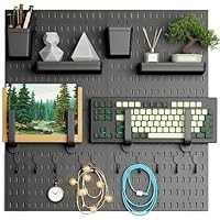 Packool Stecktafel-Set, platzsparender Wand-Stecktafel-Organizer mit 4 Stecktafeln, 14 Haken, 4 Regalen für das Home Office