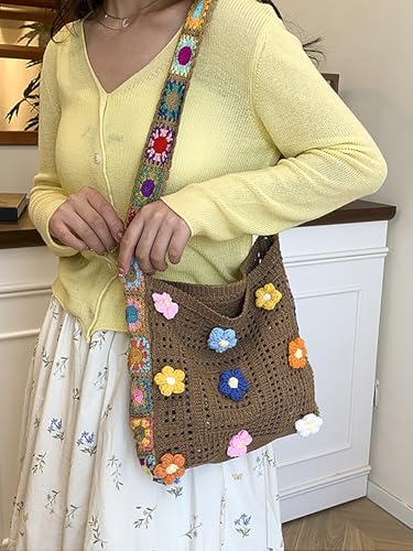 SHENHE Women's Crochet Tote Bag Embroidered Slouchy Crossbody Beach Shoulder Bag for Travel Daily4