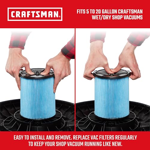 Image of CRAFTSMAN CMXZVBE38751 Fine Dust Wet /Dry Vac Replacement Filter for 5 to 20 Gallon Shop Vacuums