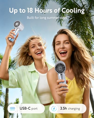 CHEERAIR Handheld Portable Fan, Adjustable Speed Powerful Mini Personal Fan, Rechargeable 5000mAh Battery Up to 18 Hours Runtime, Pocket Turbo Fan with Smart LED Display for Travel, Office, Outdoor — view 3