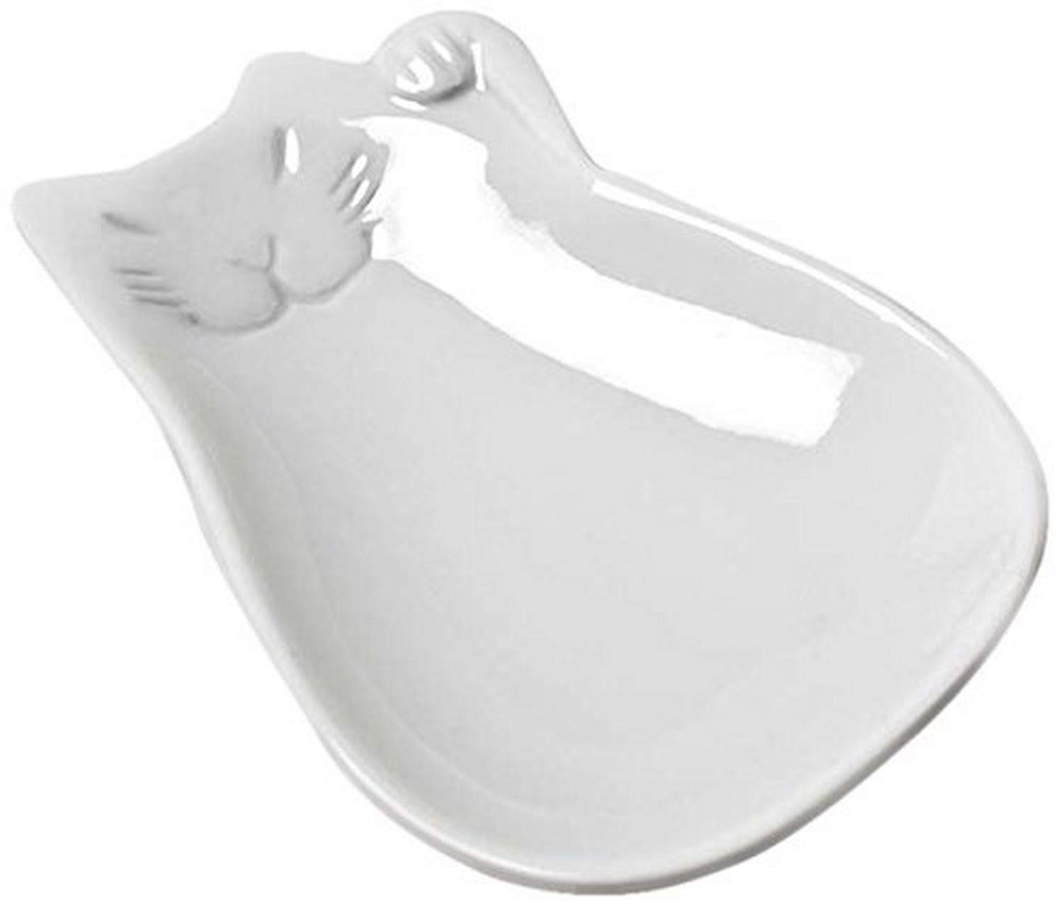 Abbott Collection Blanc Cat Tea Bag Holder, White