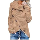 Damen Jacke Winter Freizeit Sport Cardigan Damen Reißverschluss Stehkragen Mantel Damen Winter Oversize Pullover Damen Kawaii Damen Wintermantel Kuschelpullover Damen Khaki L