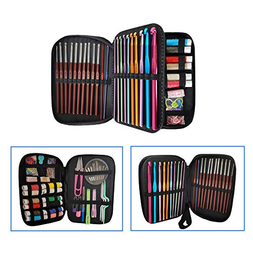 100pcs crochet hooks set sewing project kits, aluminum crochet ho…