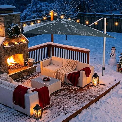 paramondo 9FT Outdoor Cantilever Offset Patio Umbrella, 360° Rotation Hanging Shade for Garden,...