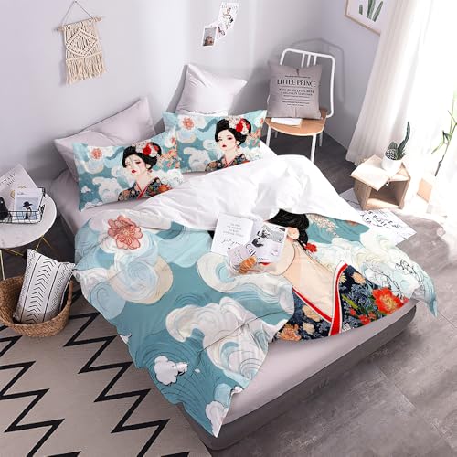 Parure de lit 240x260 Ukiyo-e résolvant le problème de couette qui glisse - 6