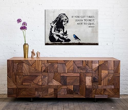 バンクシー アートパネル 少女と鳥 ポスター グラフィティアート モダンプリント 絵画 部屋装飾 背景画 玄関 壁掛け 壁飾り 装飾画 完成品 木枠付き [2]