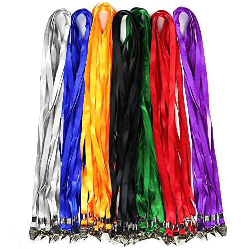 Lanyards For Id Badges Nylon Neck Flat Cruise Lanyard Bulldog Clips Durably Lanyards For Men Women Office Id Name Tags And Badge Holders (Blue, 50 Pack) #TOP1