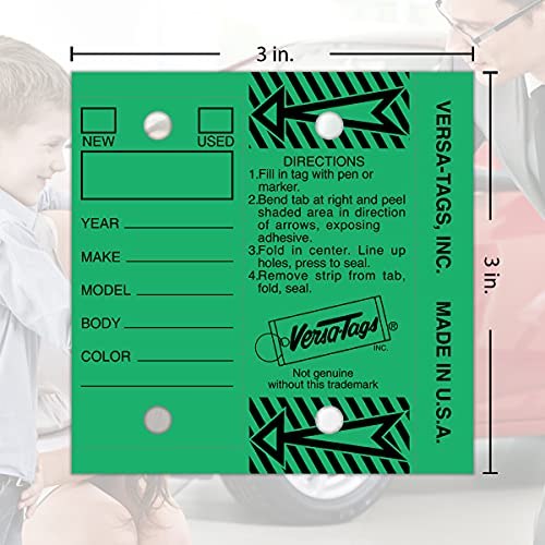 Image of Versa-Tags 500 Key Tags, Self Protecting Poly, 1.25''x3'', Highly Resistant to Abrasion, 500 Key Tag Pack, 500 Chrome Plated Key Tag Rings Included Color Green