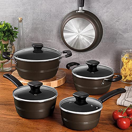 Image of Tramontina Sicilia 5 Pc Aluminum Nonstick Cookware Set - Hazelnut