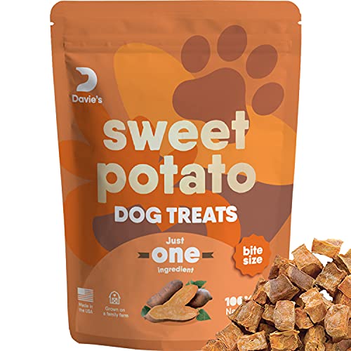 Davie's Sweet Potato Dog Training Treats - Bite Size Dog Treats for Small or Large Dogs, Vegan Dog Training Treats, Made in The USA, Grain Free, Vegetarian Alternative to Rawhide Chews