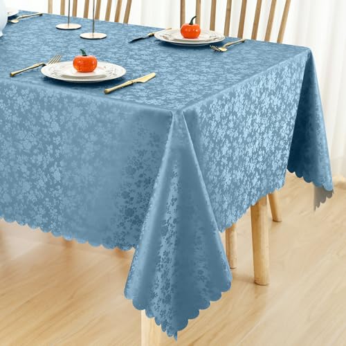 Image of Smiry Square Table Cloth, Waterproof Heavy Duty Vinyl Tablecloths, Wipeable Washable Table Cover for Kitchen and Dining Room (Stone Blue, 54 inch X 54 inch)