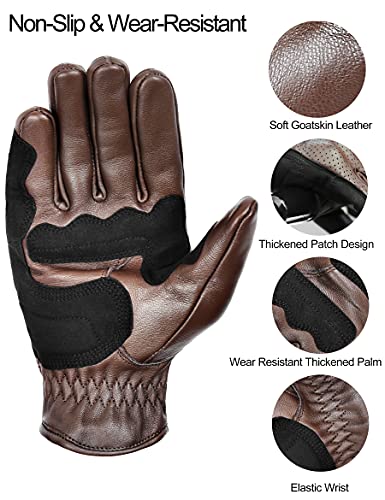 image for INBIKE Motorcycle Gloves for Men Premium Genuine Perforated Leather Br
