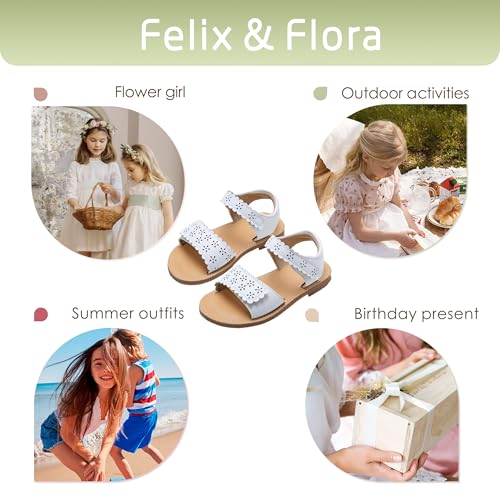 Image of Felix & Flora Toddler Girl Sandals -Flower Girl Dress Shoes Open Toe Little Kid Flats