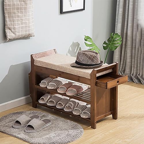 Banc à chaussures en bambou robuste et étagère de rangement chic