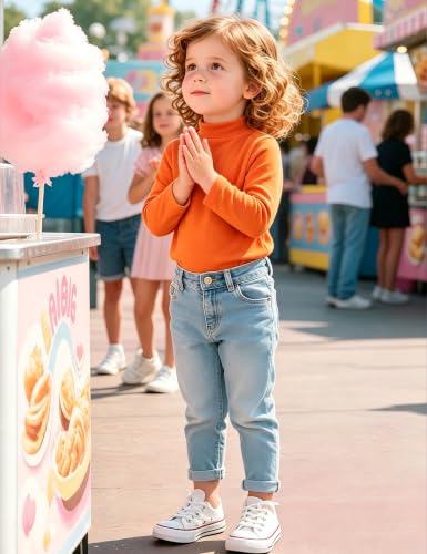 Image of Witwot Toddler Girls Mock Turtleneck Shirts Long Sleeve Thermal T-Shirt | Cotton Girl Soft Basic Pullover Tops Size 18M-5T