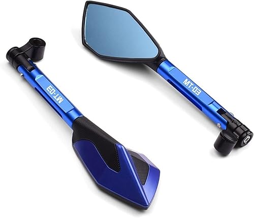 Miniatura 4 de Espejos de motocicleta CNC de aluminio para manillar de motocicleta, espejos retrovisores azules antirreflejos para Yamaha MT03 MT-03 Mt03 2005-2020
