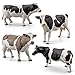 LC JoyCre Cow Figure Toys 4PCS Realistic Big Cows Figurines Toys for Toddlers Durable Simmental Cows Holstein Cow Figures for Kids Birthday 3 4 5 6 Year Old Cake Topper