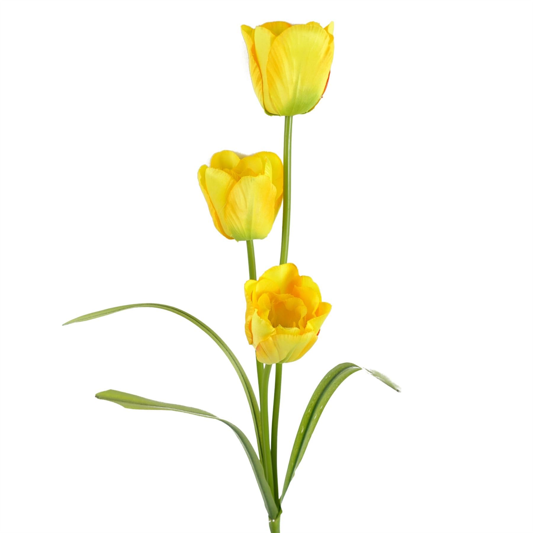 Leaf Design Artificial Flowers, 80cm Yellow Tulip