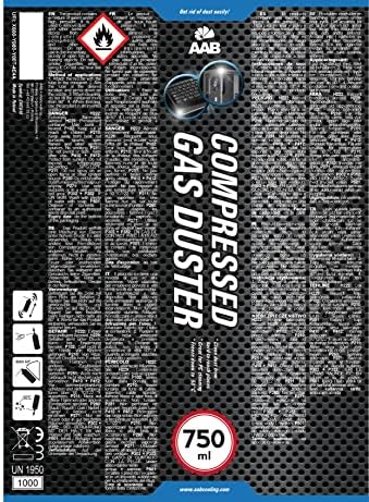 2 x AAB Compressed Gas Duster 750ml - Cleaning Computer, Keyboard, and Other Office Equipment, Air Compressor, Compressed Air for PC, Keyboard Cleaner, Aerosol Duster, Can Computer Cleaning Kit