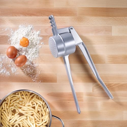 Foto von Westmark Spätzle-/Kartoffelpresse, Retro-Verpackung, Aluminiumdruckguss, 41 x 9,3 x 11 cm, Spätzlepress, Silber, 6110RT60