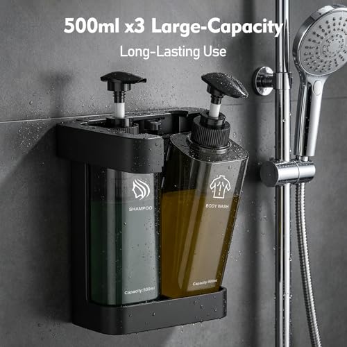andusic Refillable ABS Wall Mount Shower Soap Dispenser for Shampoo - image 5