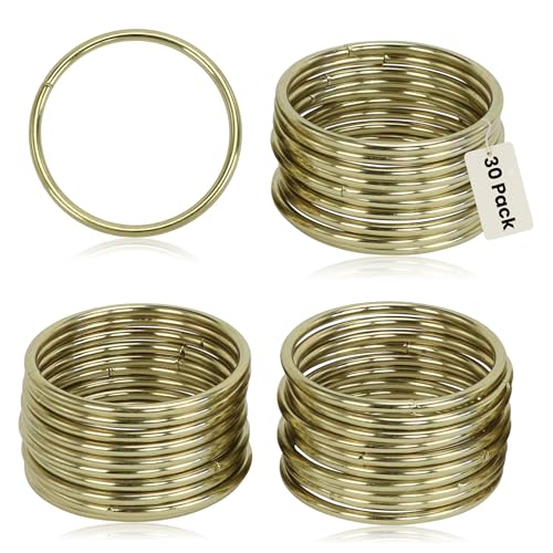Iconikal 30-Pack Macrame Rings, 2-Inch Diameter, 3mm Thick, Gold Tone Metal, Craft DIY