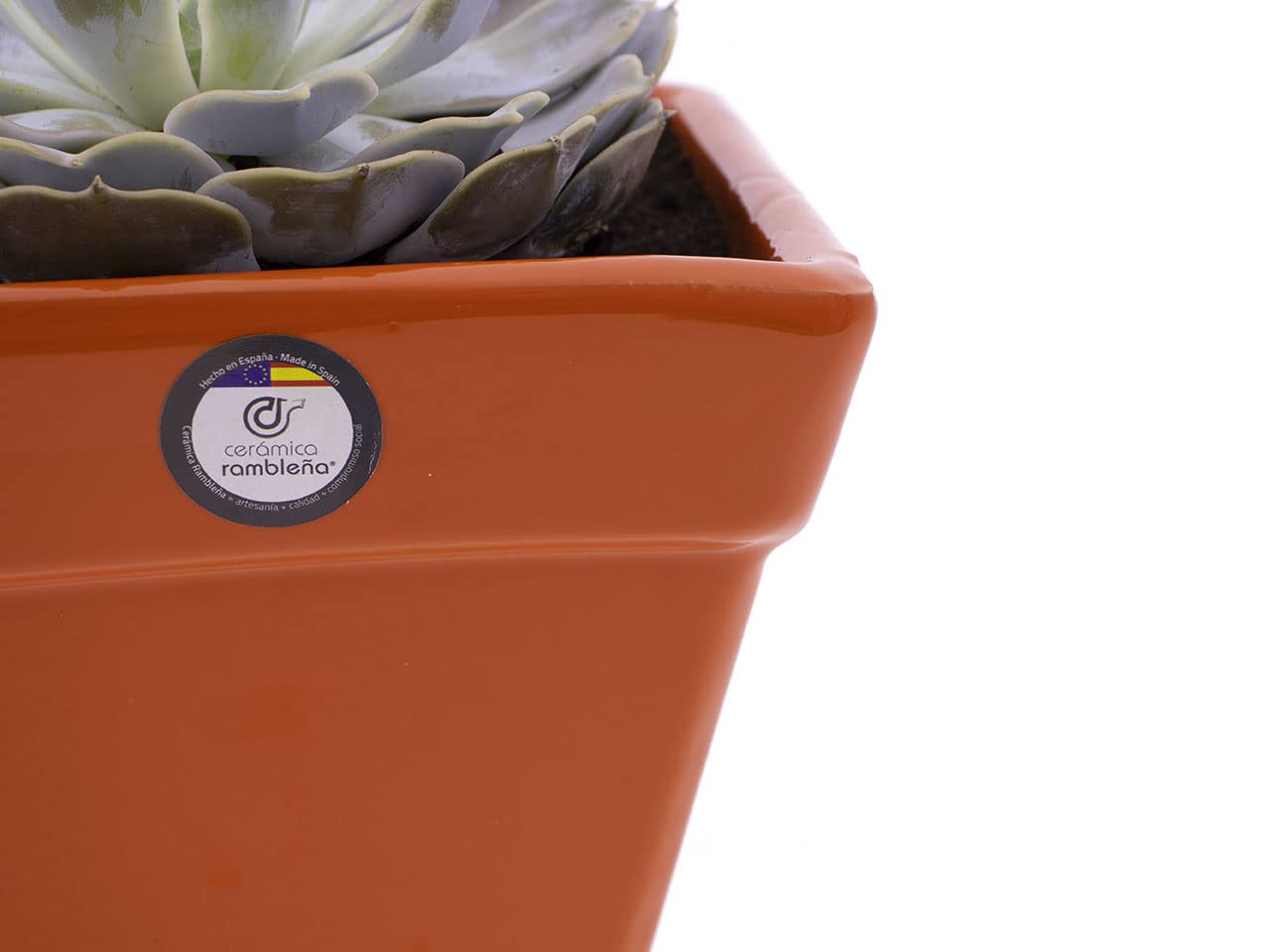 CERÁMICA RAMBLEÑA Großer Terrakotta-Topf, 23x23x19 Cm – Outdoor-Blumentopf Aus Kokosnuss-Erde, Modell 03