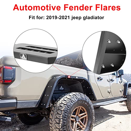 Roxx Fender Flares Fit For 2019-2022 Jeep Gladiator Jt, 4Pcs 2019 2020 2021 2022 Jeep Gladiator Alloy Steel Fender Flares With Led Sequential Turn Signal Light And Drl Light Function #TOP4
