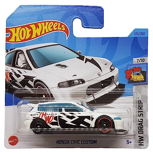 Hot Wheels - Honda Civic Custom HW Drag Strip 7/10 HKH33 - Tarjeta corta (2023), color blanco