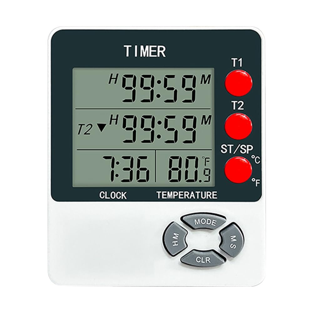 CTRLZS Kitchen Timer Digital Timer with Alarm Clock/Thermometer Function for Cooking Egg Timer Classroom Timer for Teacher