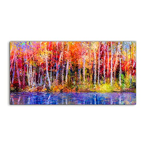 Photo sur verre 140x70 cm tableau salon chambre forêt automne