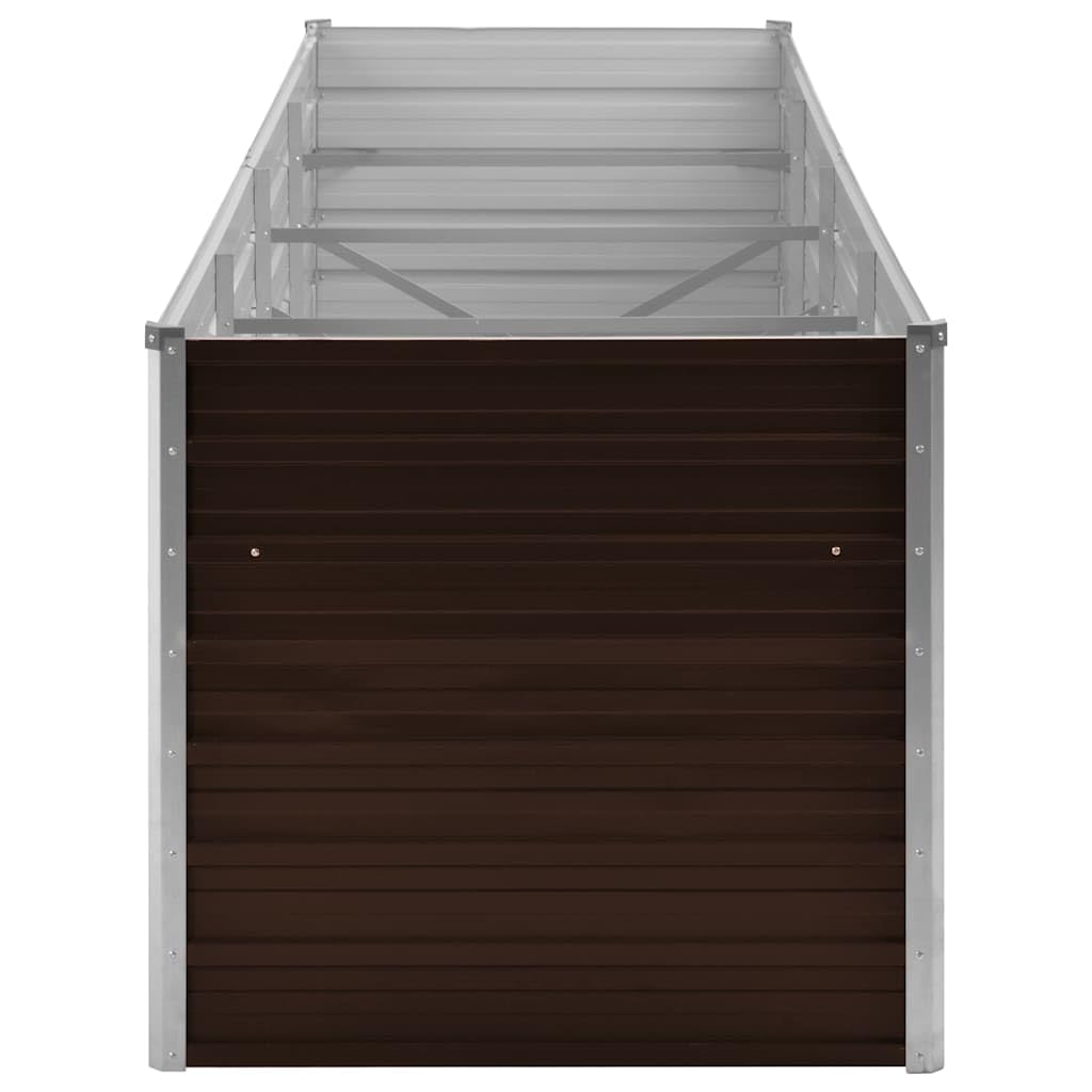 Fioriera rialzata in acciaio zincato, 320 x 80 x 77 cm, marrone