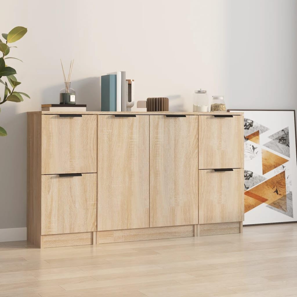 Credenze 3 pz Rovere Sonoma in Legno Multistrato,Mobili,Armadietti e portaoggetti,Buffet e credenze,37.15kg-3115846